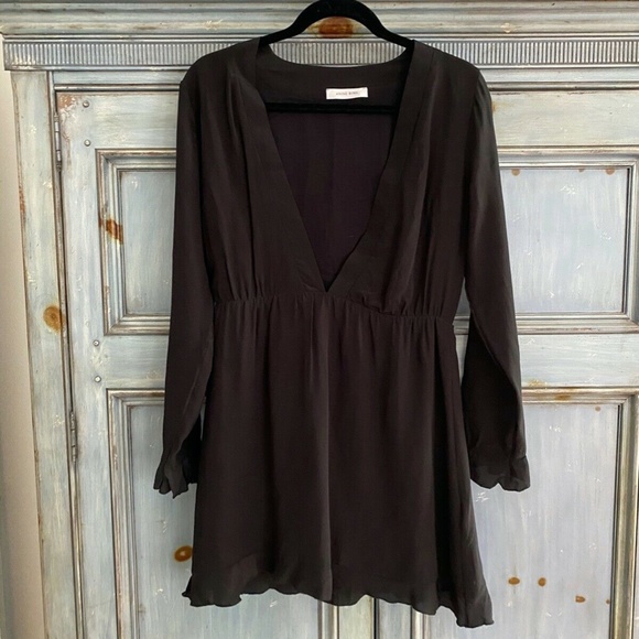 Anine Bing little black silk mini dress size S/P - Picture 4 of 9